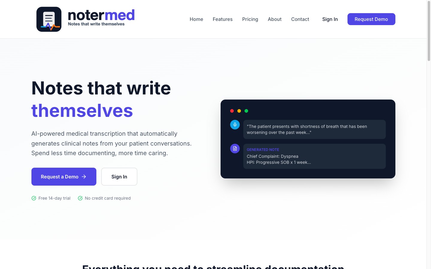 Notermed live site homepage